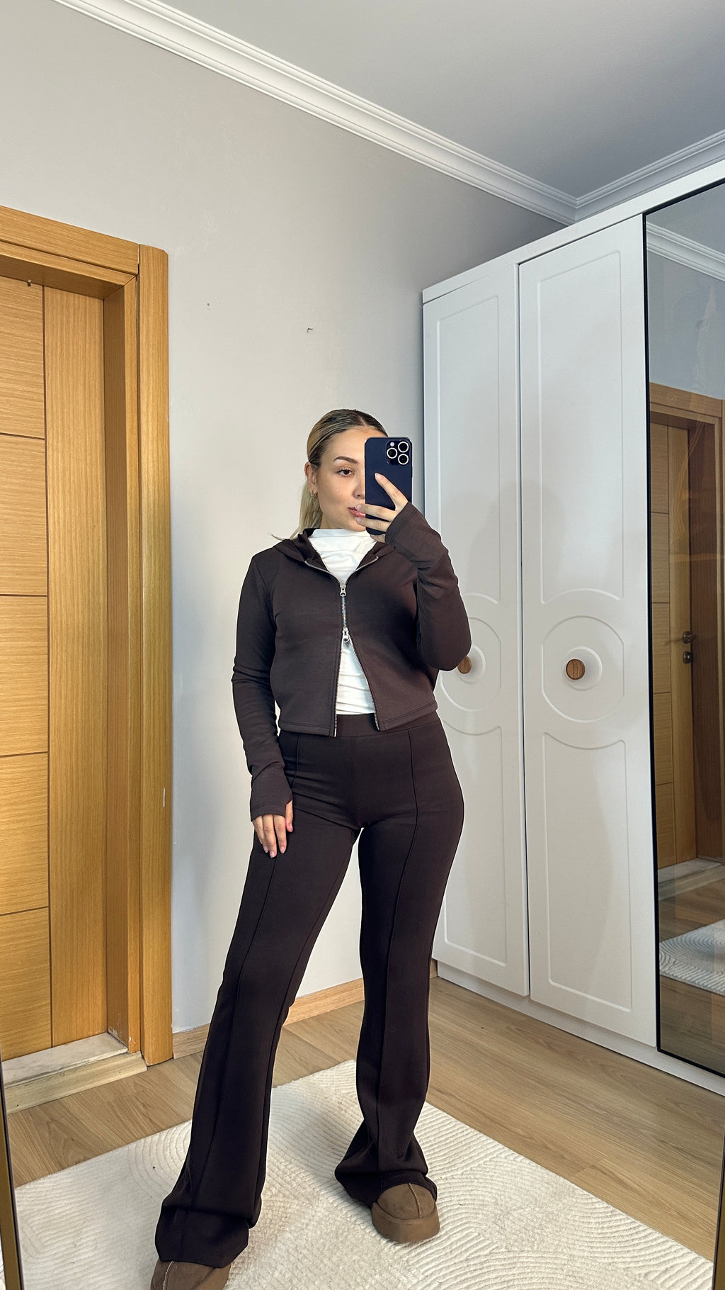 Premium kalite ispanyol paça paça pantolon görünümlü tayt