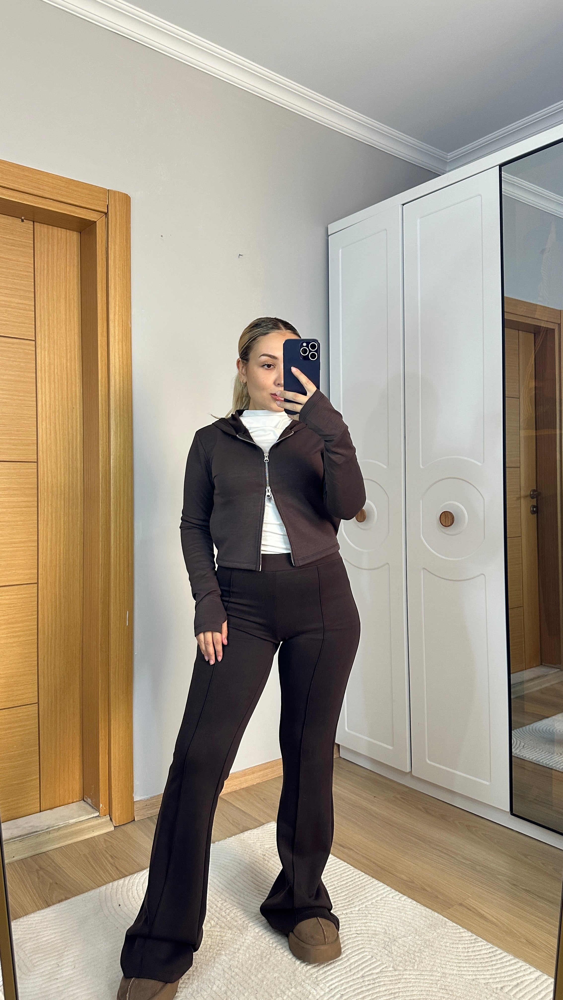 Premium kalite ispanyol paça paça pantolon görünümlü tayt