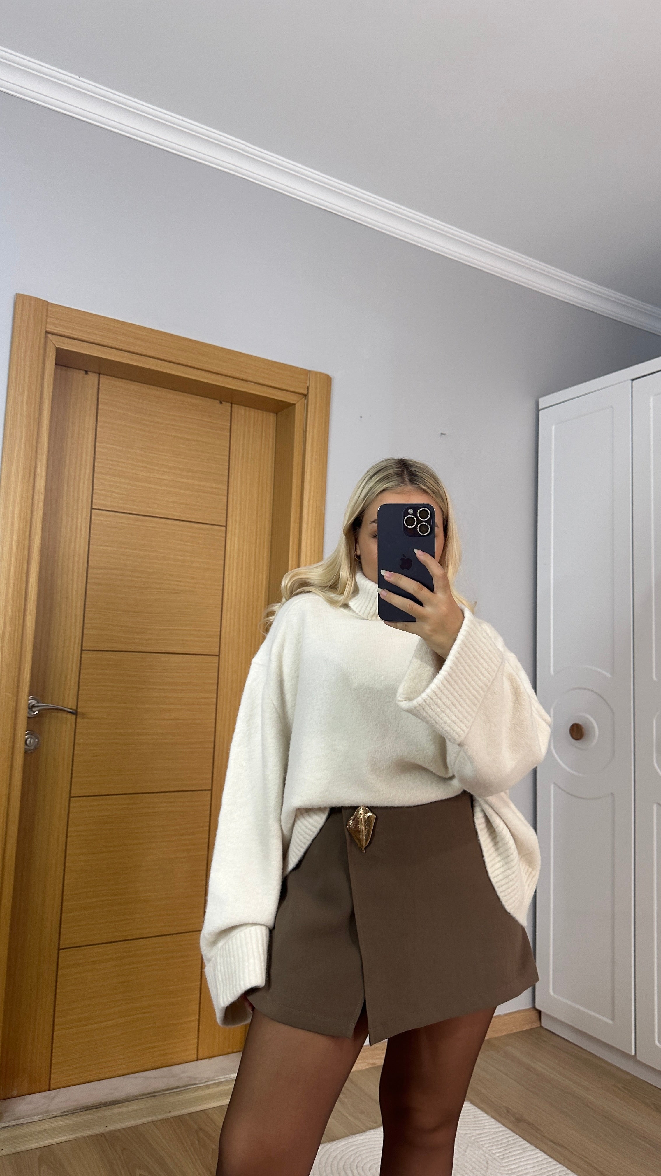 Gold tokalı tok kumaş şort etek