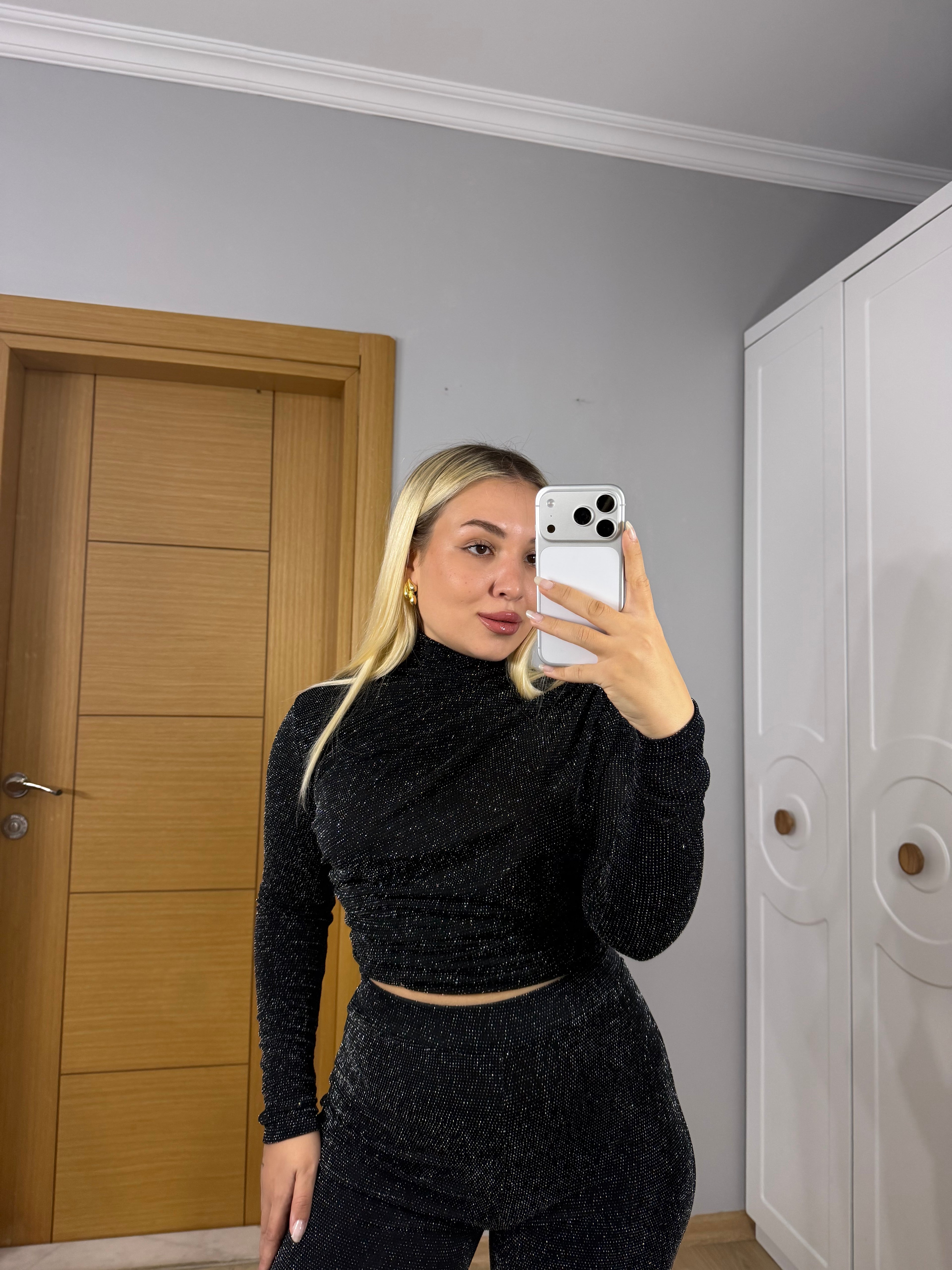 Işıltılı Sim Dokulu İkili Takım