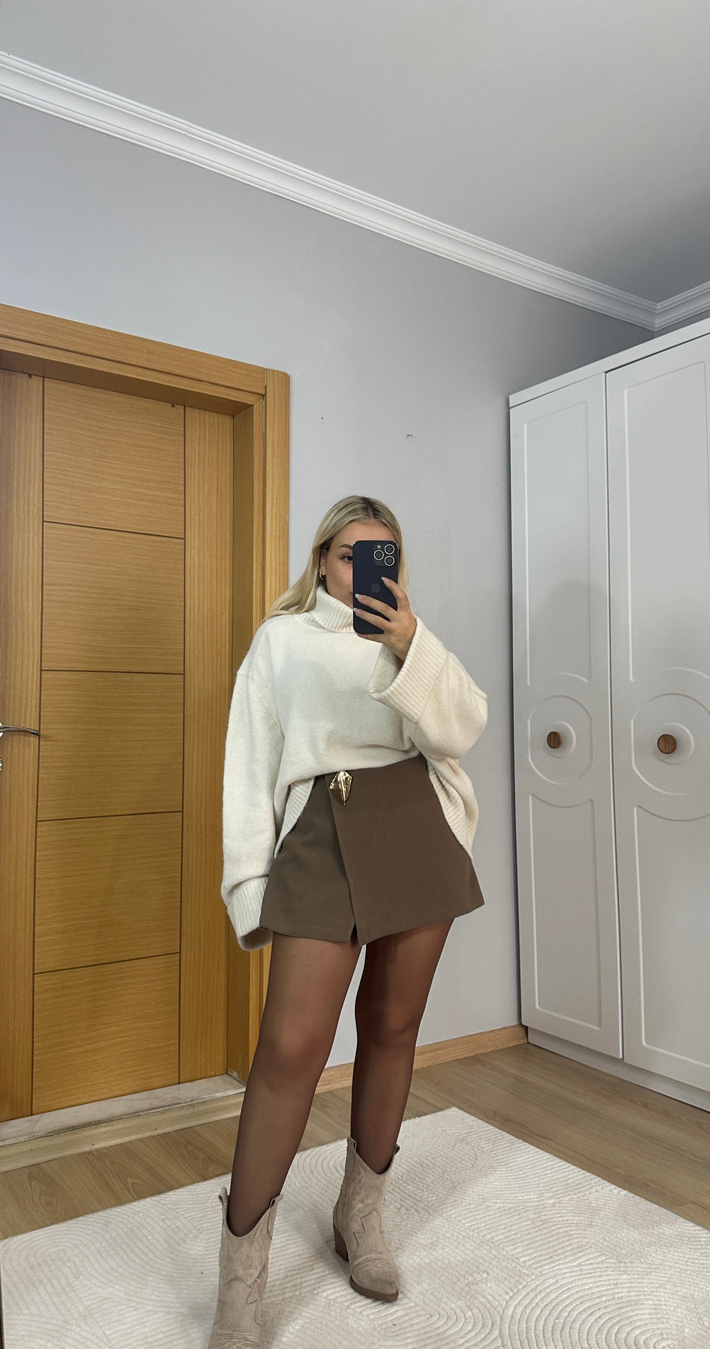 Gold tokalı tok kumaş şort etek