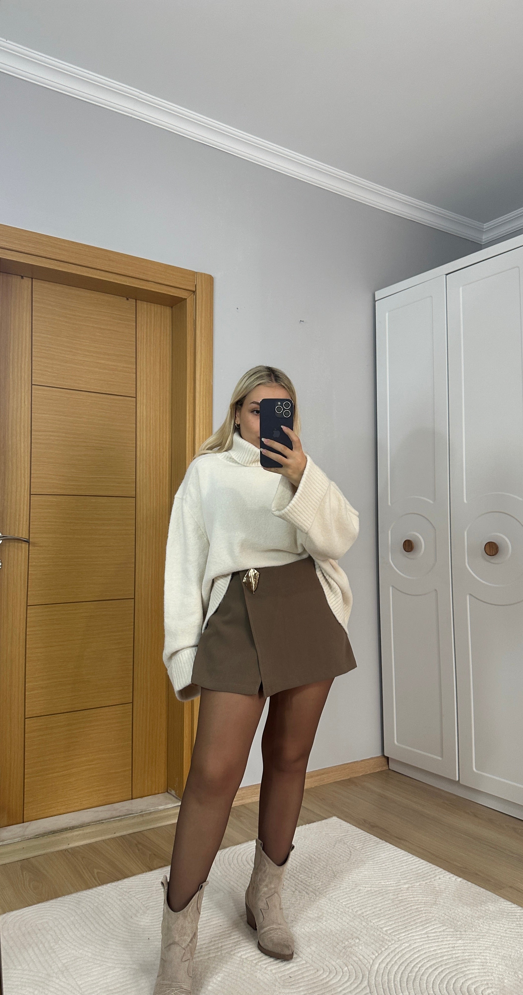 Gold tokalı tok kumaş şort etek