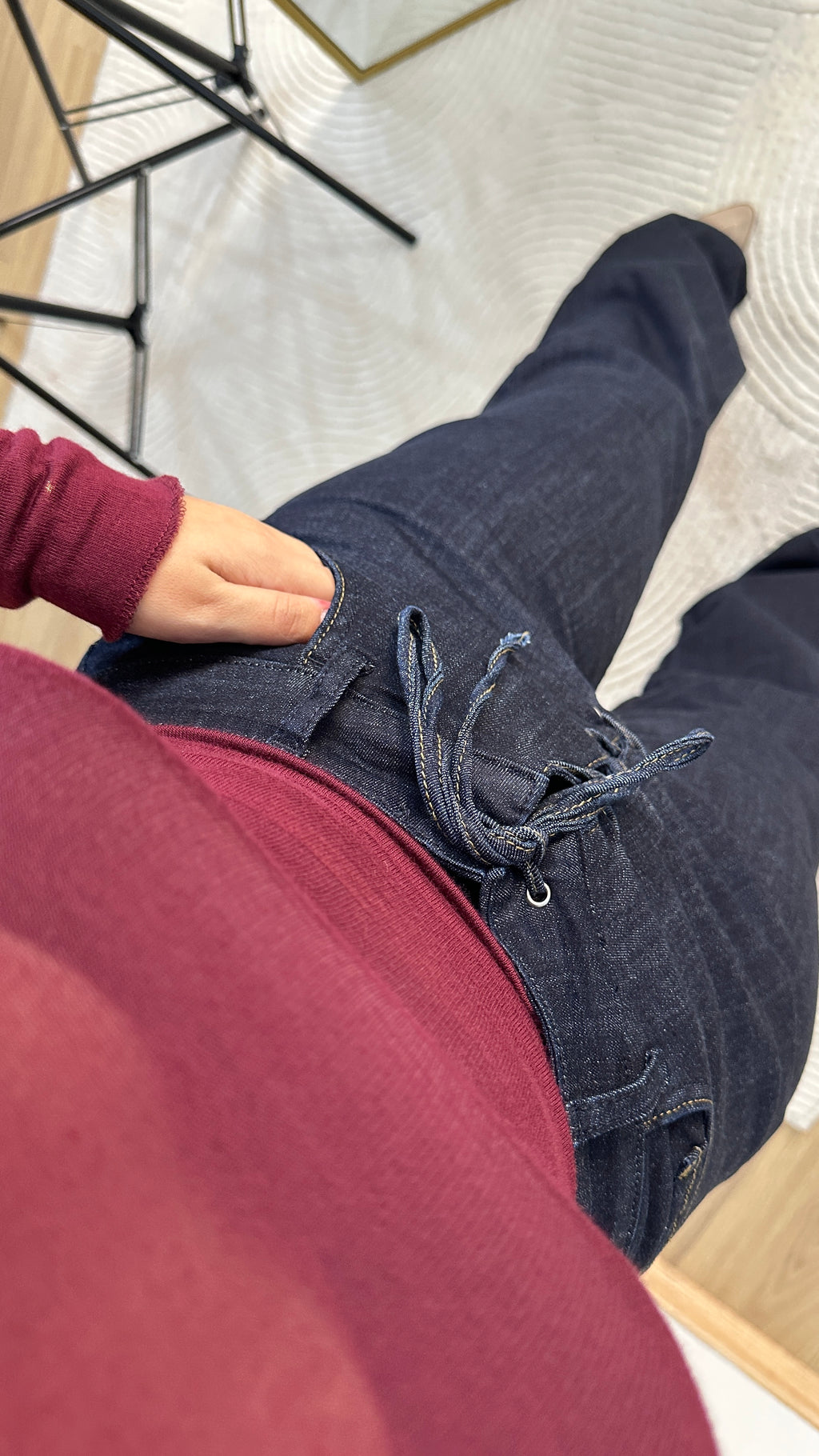 Likralı yüksel bel denim pantolon