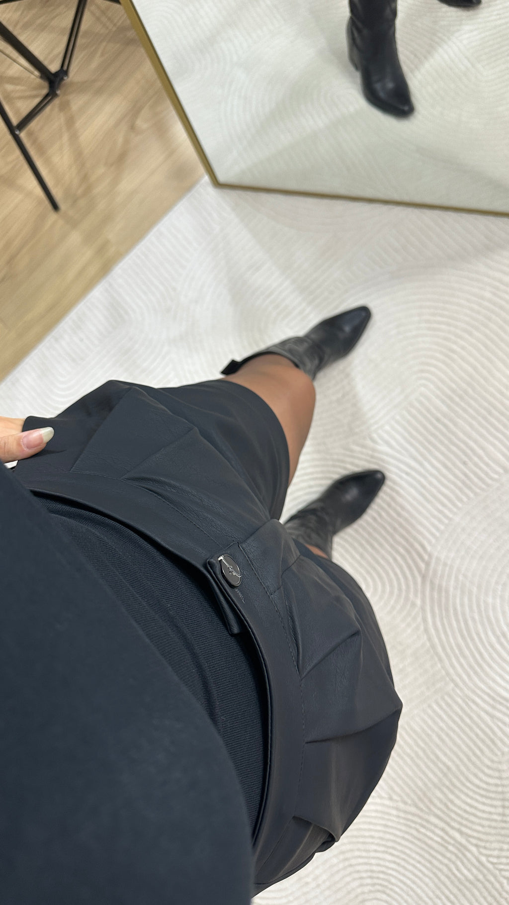 Siyah deri şort - Premium kalite tok form