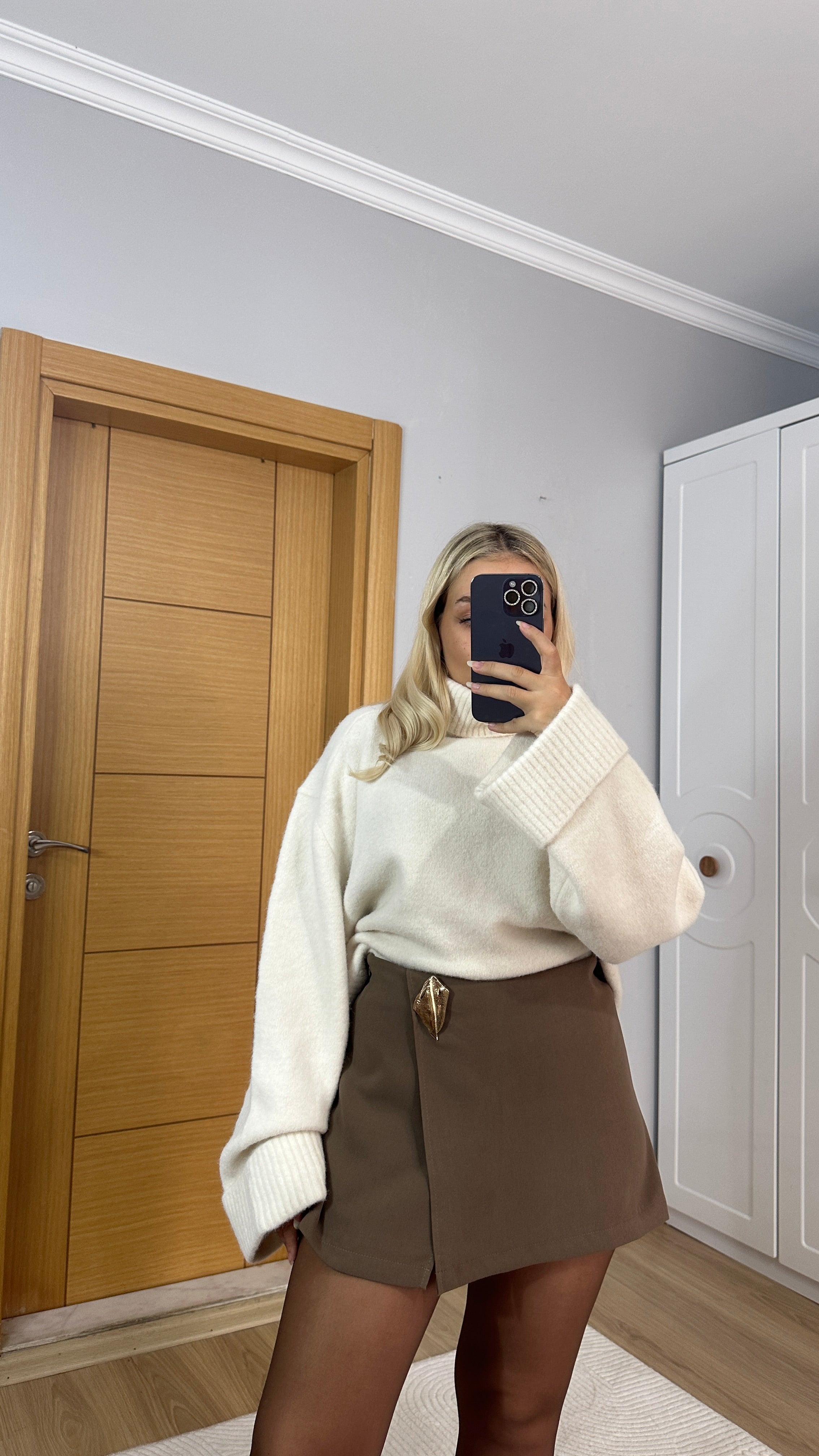 Gold tokalı tok kumaş şort etek