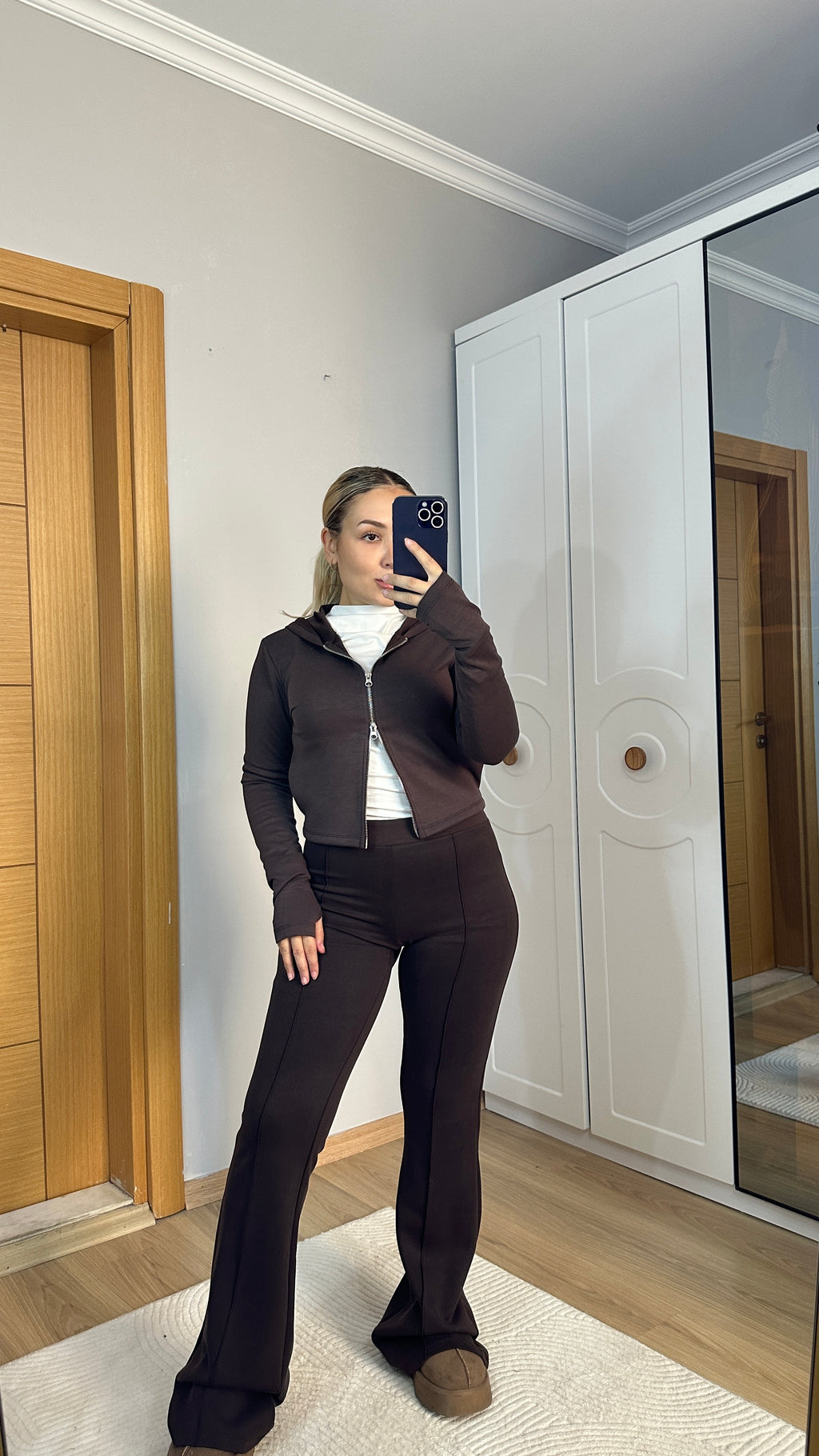 Premium kalite ispanyol paça paça pantolon görünümlü tayt