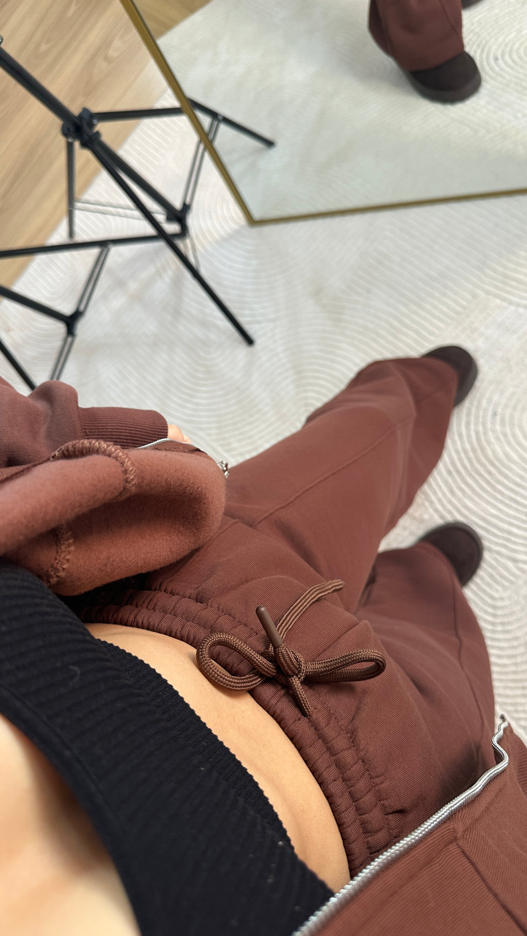 Kahve fermuarlı içi şardonlu sweat takım 🤎