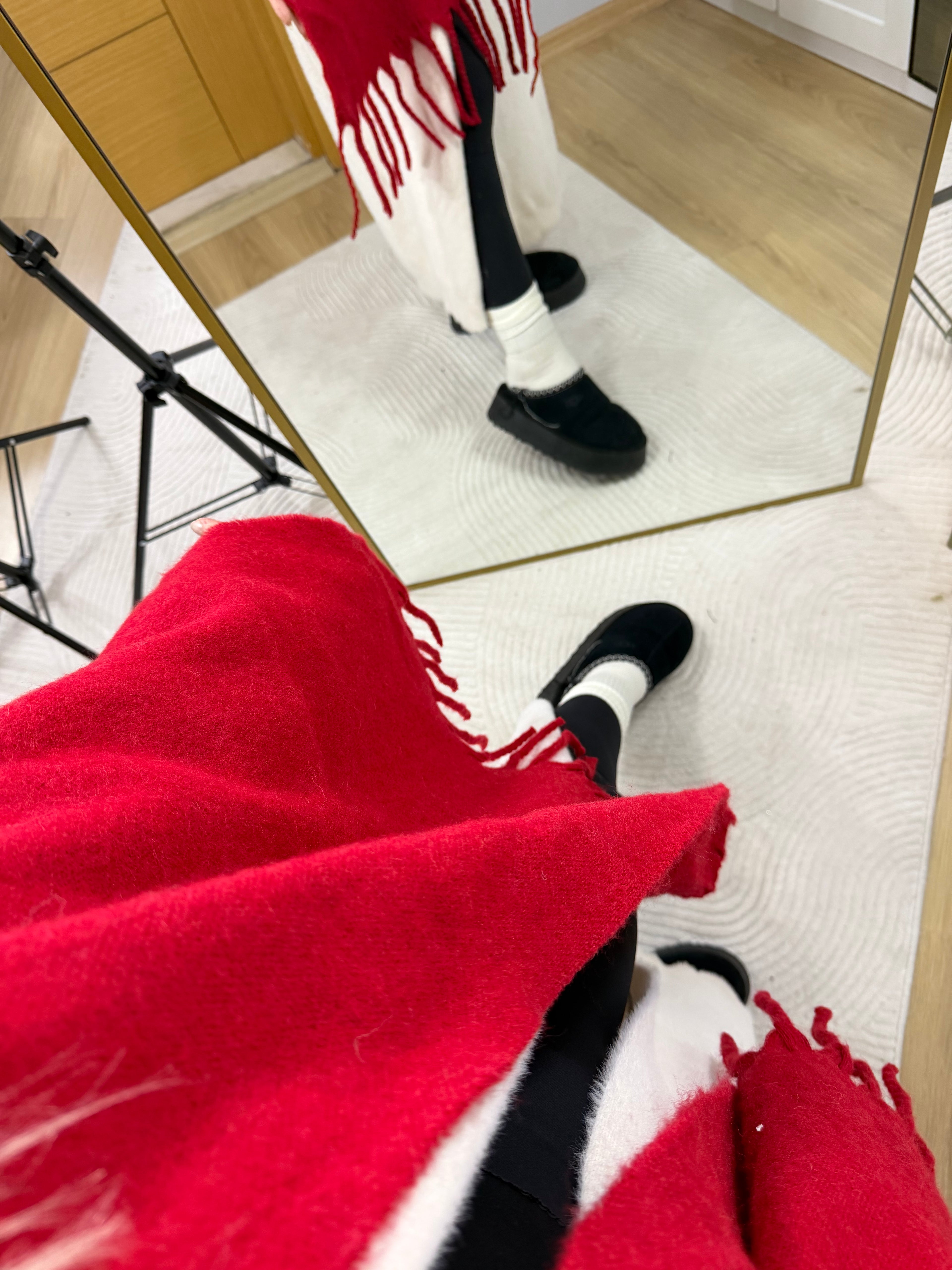 Premium Dokulu Kışlık Atkı - Kırmızı