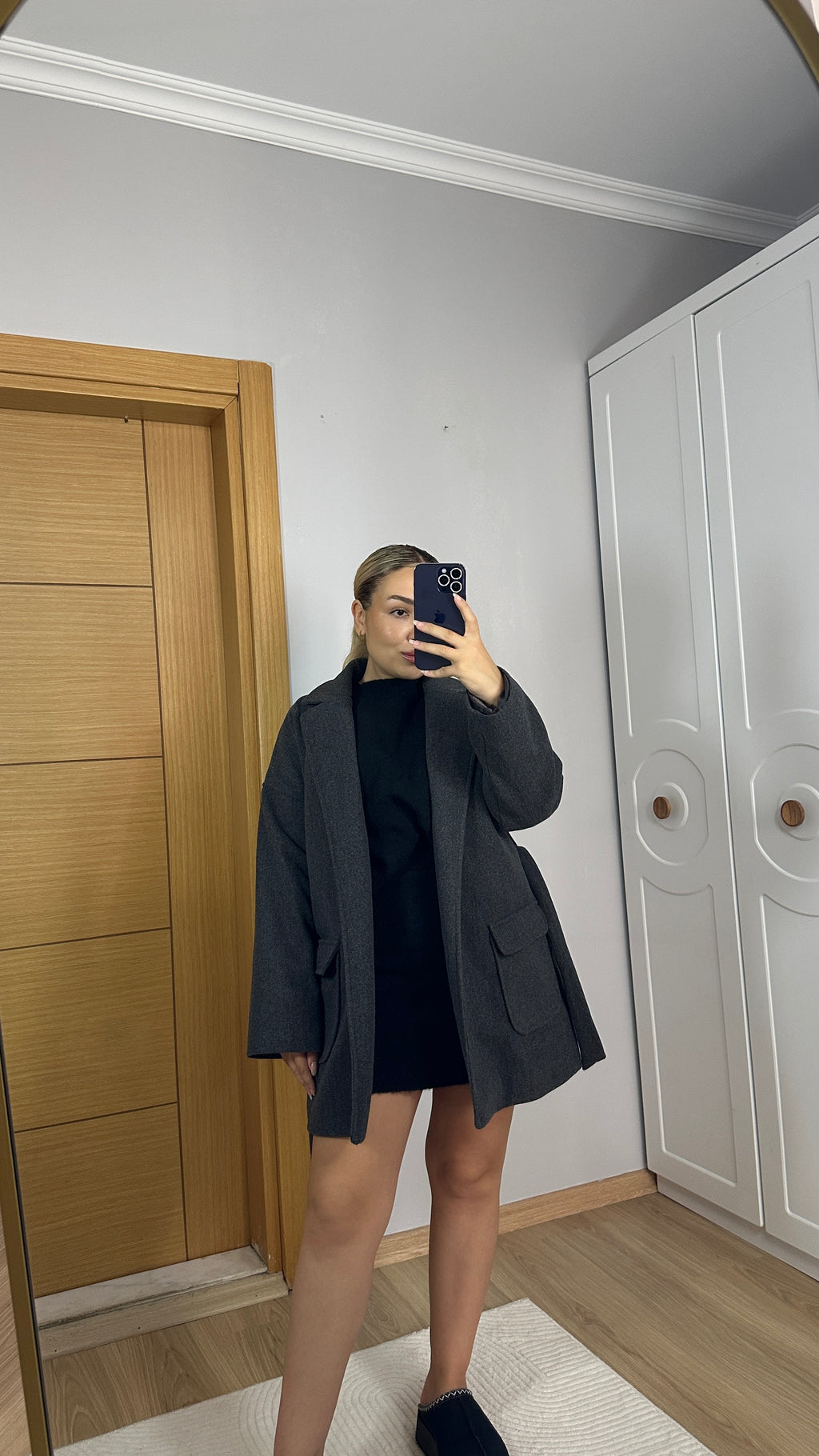 Premium dokulu antrasit rengi kaban