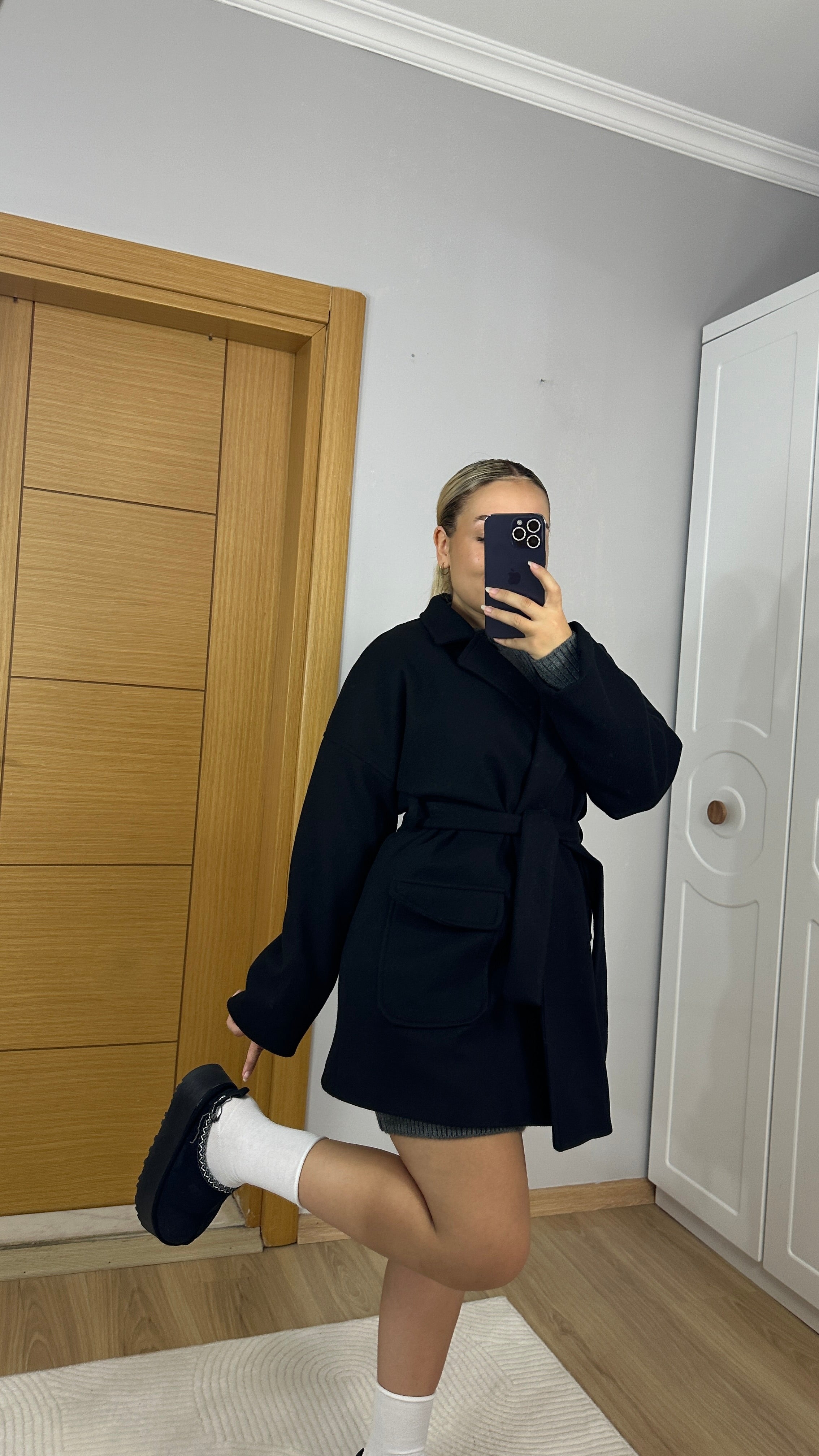 Premium dokulu siyah renk kaban