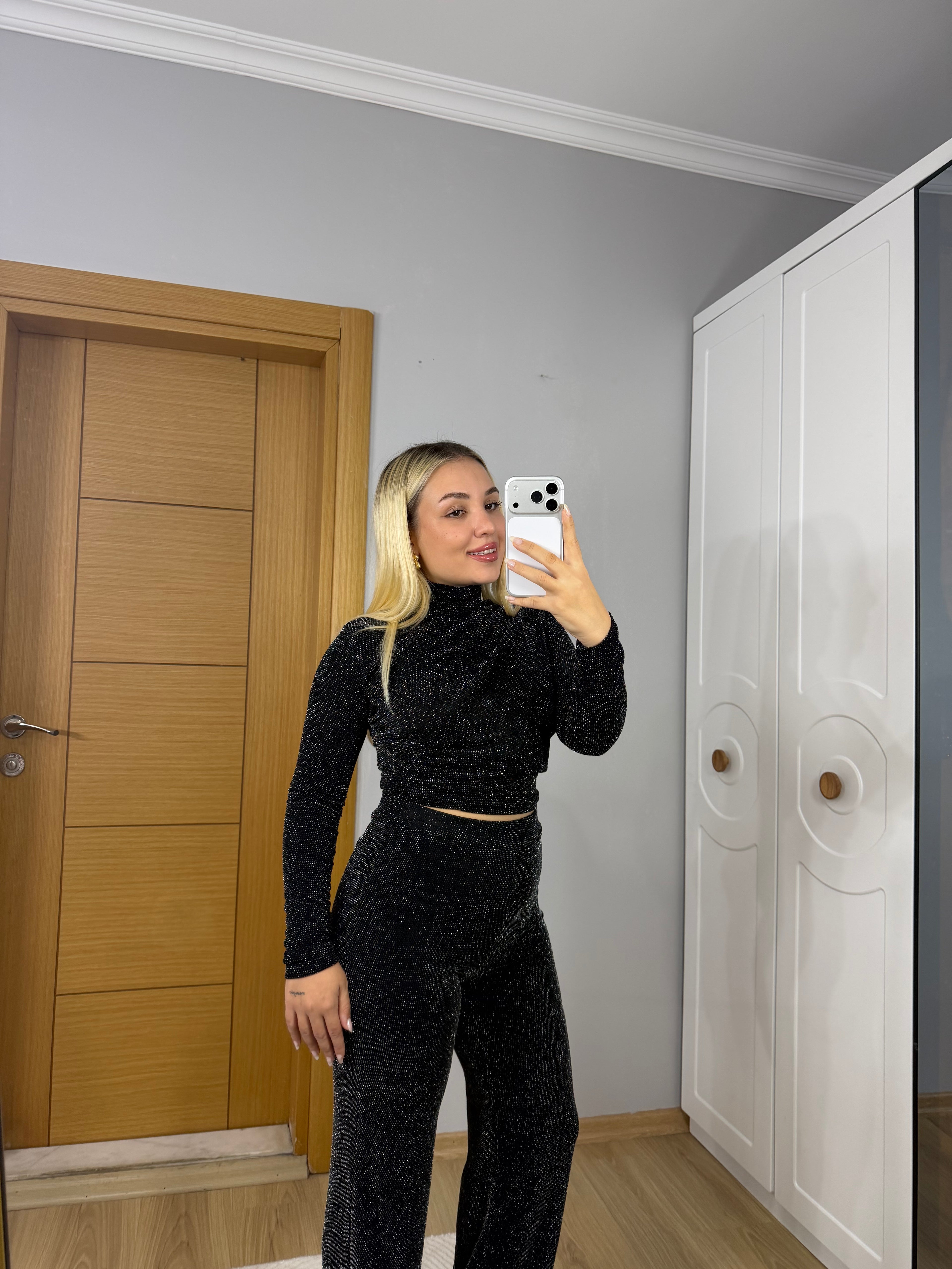 Işıltılı Sim Dokulu İkili Takım